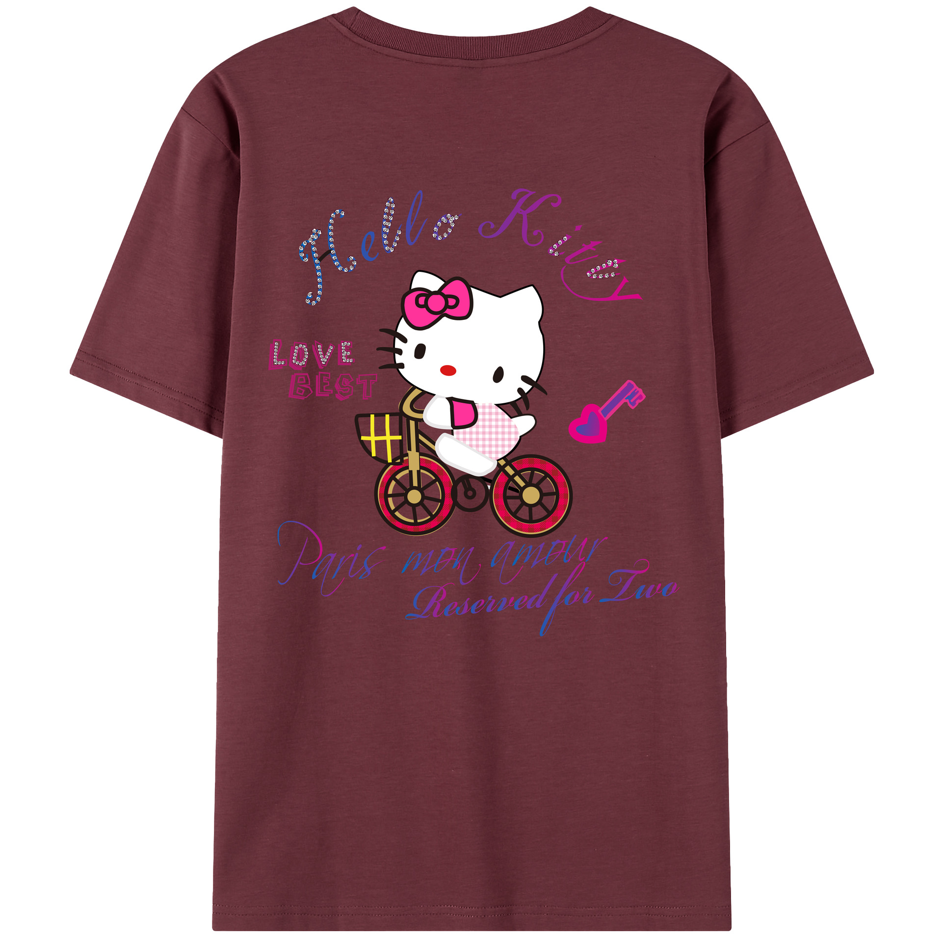 （画像用） Hello Kitty ハローキティ 綿100％半袖Tシャツ（背面プリント）